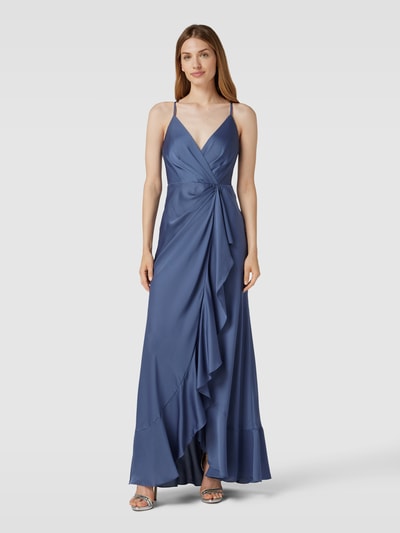 Jake*s Cocktail Abendkleid in Wickel-Optik Rauchblau 4