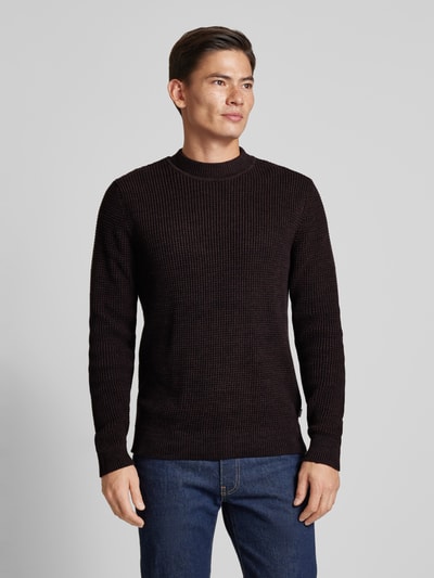 Jack & Jones Premium Gebreide pullover met ribboorden, model 'VIGGO' Donkerbruin - 4