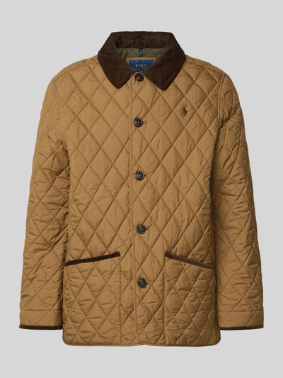 Produktfoto, Regular Fit Steppjacke mit Cord Umlegekragen van Polo Ralph Lauren voor heren, look: effen, pasvorm: regular fit, applicatie: gestikt logo, kraagmodel: platte kraag van corduroy, sluiting: enkele knoopsluiting, mouwvorm: lange mouw, mouwboord: met omslag, steekzakken, materiaalverwerking: geweven stof met doorgestikte inzet