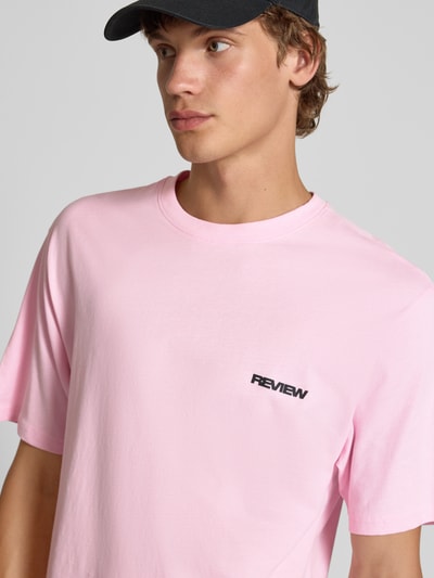 REVIEW T-shirt met logo en ronde hals Roze - 3