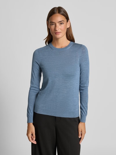 BOSS Sweter o kroju regular fit z dzianiny z czystej, żywej wełny model ‘FERPINA’ Szaroniebieski 4