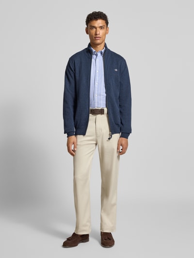Gant Strickjacke mit Reißverschluss Marine Melange 1