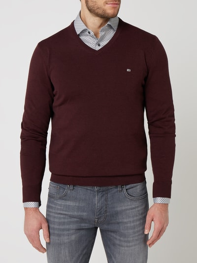 Christian Berg Men Pullover van Supima®-katoen Bordeaux gemêleerd - 4