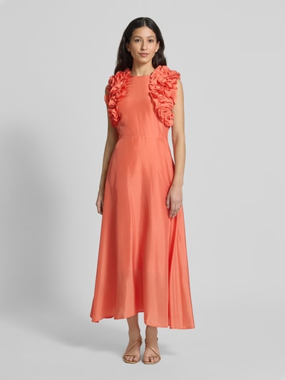 Essentiel Antwerp Midikleid aus Viskose mit Rüschen Modell 'Hexico' Orange 4