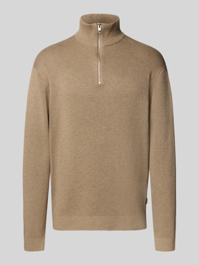 Jack & Jones Premium Schipperstrui met labeldetail, model 'MILANO' Taupe gemêleerd - 2