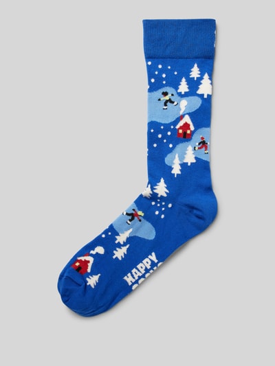 Happy Socks Skarpety z wyhaftowanym motywem model ‘Winter Night’ Niebieski 1