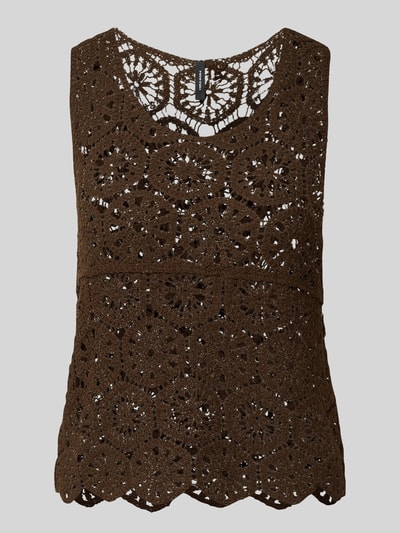 VERO MODA Top bluzkowy o kroju regular fit z mieszanki bawełny model 'ELSA' Czekoladowy 2