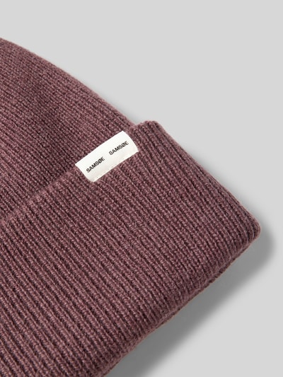 Samsøe Samsøe Czapka beanie z detalem z logo Bordowy 2