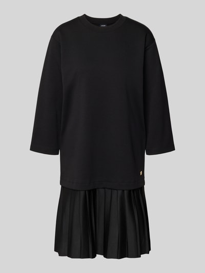 Produktfoto, czarna sukienka do kolan w fasonie relaxed fit, 2-w-1, okrągły dekolt, 3/4 rękaw, JOOP! model 'Tarika'