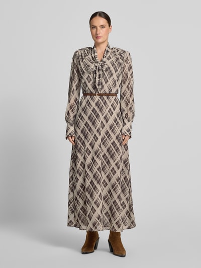 Jake*s Collection Getailleerde vrijetijdsjurk met all-over motief Chocoladebruin - 4