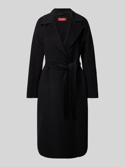 Max Mara Studio Schurwollmantel mit Bindegürtel Modell 'CLES' Black 2