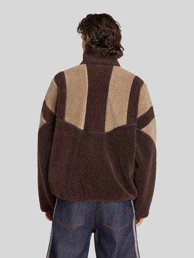 adidas Originals Relaxed Fit Teddyjacke mit Logo-Stickerei Dunkelbraun 5