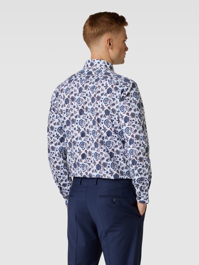 OLYMP Modern fit zakelijk overhemd met all-over bloemenmotief Bleu - 5