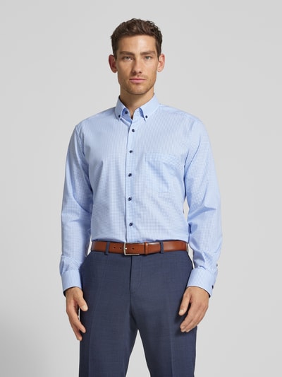 Eterna Koszula biznesowa o kroju regular fit ze wzorem w kratę Niebieski 4