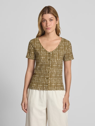 Tom Tailor Denim Slim Fit Blusenshirt mit dekorativer Knopfleiste Oliv 4