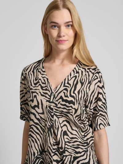 FREE/QUENT Bluzka o kroju slim fit z dekoltem w serek model ‘Larin’ Beżowy 3