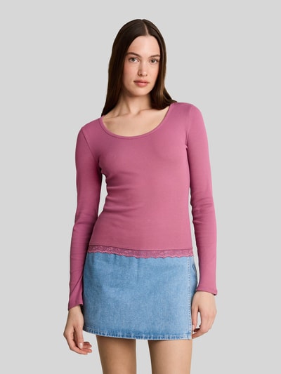Tom Tailor Denim slim fit shirt met lange mouwen van katoenmix Mauve - 4
