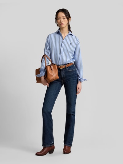 Polo Ralph Lauren Relaxed Fit Hemdbluse aus reiner Baumwolle mit Logo-Stitching Hellblau 1