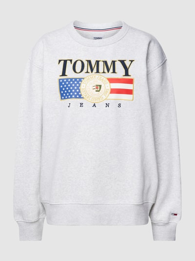 Tommy Jeans Sweatshirt mit Label-Stitching Hellgrau meliert 2