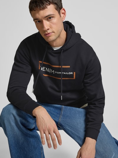 Tom Tailor Denim Regular Fit Hoodie aus Baumwoll-Mix mit Label-Print Black 3