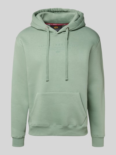 Alpha Industries Bluza z kapturem, nadrukiem z logo i kieszenią kangurką Limonkowy 2