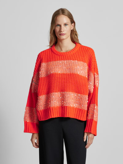 Essentiel Strickpullover mit Paillettenbesatz Orange 4