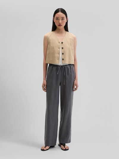 Marc O'Polo Straight Fit Leinenhose aus reinem Leinen Dunkelgrau 1