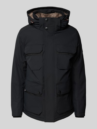 Tom Tailor Regular Fit Parka mit abnehmbarer Kapuze und Kunstfellfutter Black 1