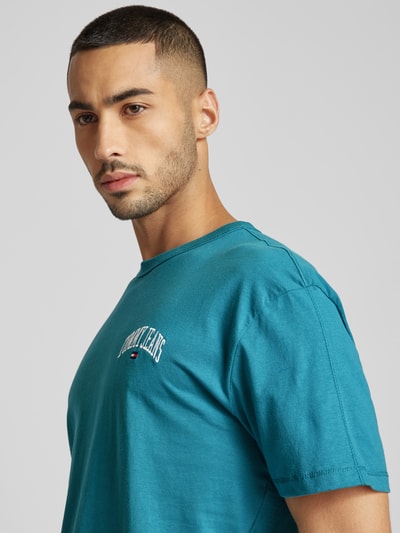 Tommy Jeans T-shirt met labelstitching Petrol - 3