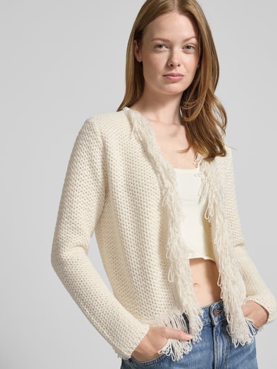 Zero Cardigan met franjes en open voorkant Ecru - 3