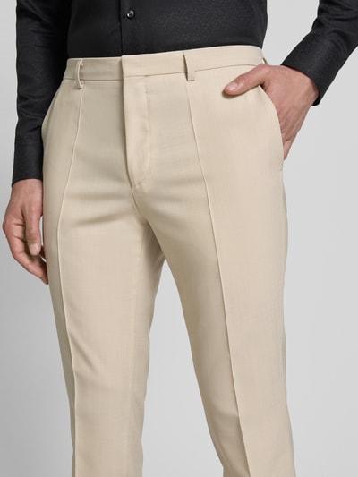 HUGO Slim Fit Anzughose mit Bundfalten Modell 'Hesten' Sand 3