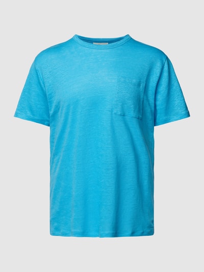 MC2 Saint Barth T-shirt van linnen met borstzak, model 'ECSTASEA' Neon blauw - 2