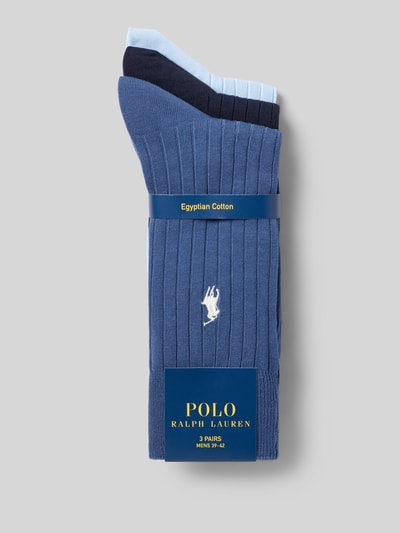 Produktfoto, Socken aus Baumwoll-Mix im 3er-Pack von Polo Ralph Lauren Underwear, verschiedene Blautöne, feine Rippenstruktur