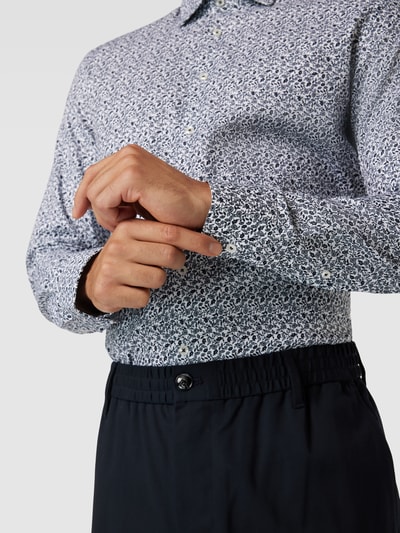 Seidensticker Slim Fit Business-Hemd mit Allover-Muster Marine 3