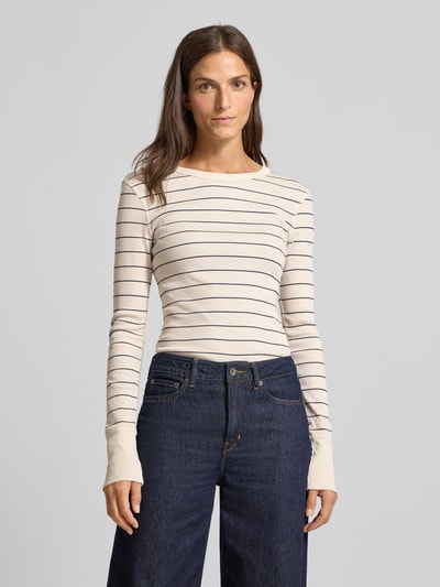 Drykorn Shirt met lange mouwen en ronde hals, model 'NURIT' Offwhite - 4