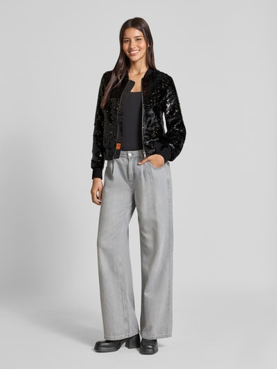 Original Bombers Bomberjack met pailletten en ritssluiting Zwart - 1