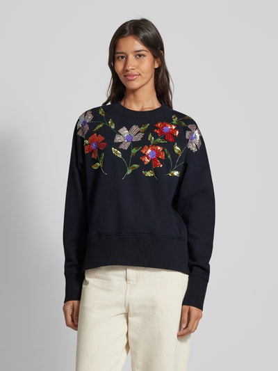 Essentiel Sweatshirt mit gerippten Abschlüssen Marine 4