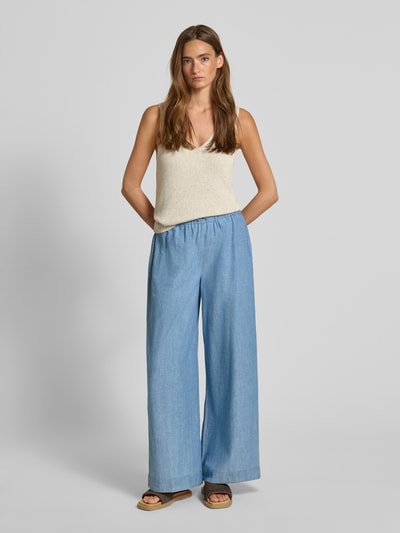 Stefanel Stoffhose mit elastischem Bund Jeansblau 1