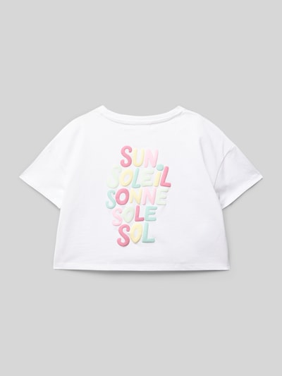 Mango Cropped T-Shirt mit Motiv-Print Ecru 3