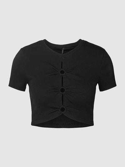 Only Kort T-shirt met one shoulder-band, model 'FREJA' Zwart - 2