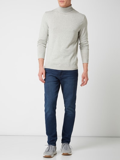 SELECTED HOMME Rollkragenpullover mit Seide-Anteil Hellgrau Melange 1