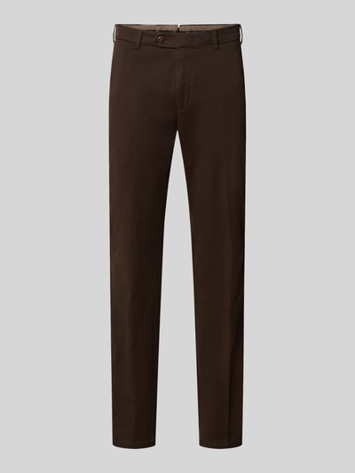 Produktfoto, braune Hose mit schmalem Schnitt, glatter Baumwollstoff, Regular Fit Chino aus Baumwoll-Mix Modell 'Lupus' von MMX, Herren Chino