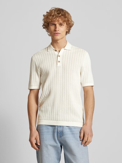 Only & Sons Regular Fit Poloshirt mit Lochstickerei Modell 'MOON' Offwhite 4