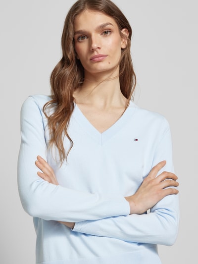 Tommy Hilfiger Strickpullover mit gerippten Abschlüssen Hellblau 3