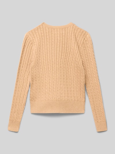 Polo Ralph Lauren Teens Strickjacke mit Zopfmuster und Label-Stitching Cognac 3
