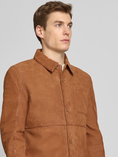 Gipsy Jacke in Leder-Optik mit Brusttasche Modell 'Jemmo' Cognac 3