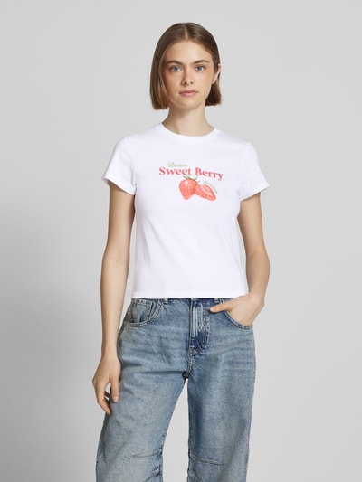 REVIEW T-Shirt mit Label-Print Weiss 4