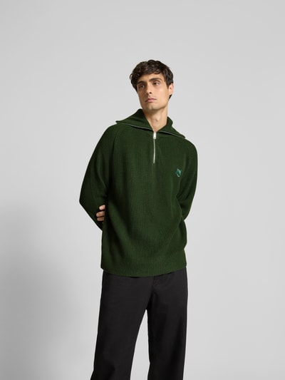 MAISON KITSUNE Pullover mit Label-Stitching Khaki 4