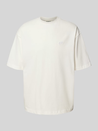 PROHIBITED T-Shirt mit Label-Stitching und Rundhalsausschnitt Offwhite 2