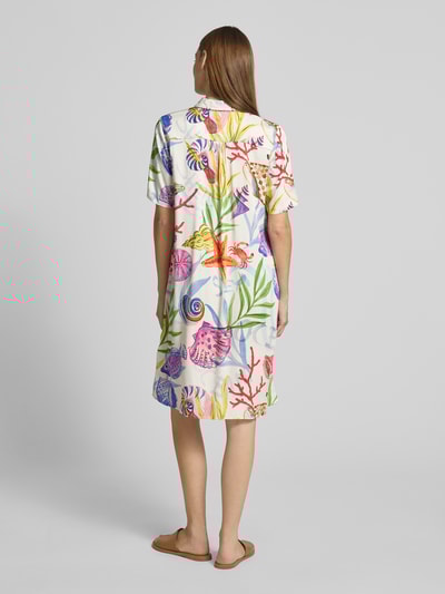 Milano Italy Knielange jurk met overhemdkraag Offwhite - 5